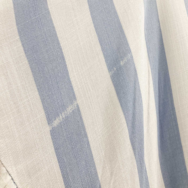 Avenue White & Blue Striped Frill Trim Short Sleeve Top UK 20
