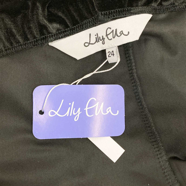 Lily Ella Black Velour Velvet Elasticated Waist Relaxed Wide Leg Trousers UK 24