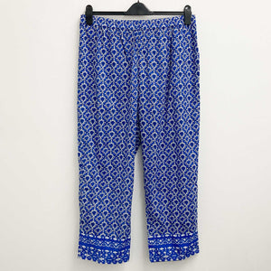 Lily Ella Blue & White Printed Lightweight Cotton Cropped Trousers UK 18 