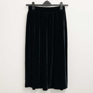 Lily Ella Black Velour A-Line Midi Skirt UK 12 