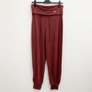 Gossypium Burgundy Red Organic Cotton Blend Cuffed Yoga Trousers UK16