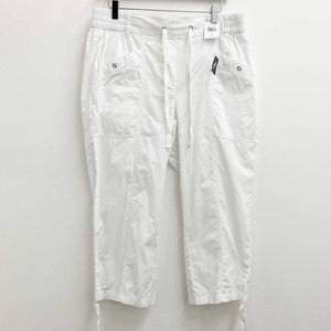 Evans White Cotton Cropped Trousers UK 16
