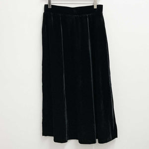 Lily Ella Velour Black Flared A-Line Midi Skirt UK 12