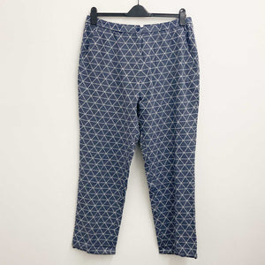 Lily Ella Blue Grey Denim Look Patterned Cotton Trousers UK 20