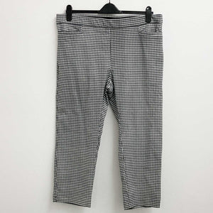 Avenue Black & White Gingham Stretch Cropped Trousers UK 22