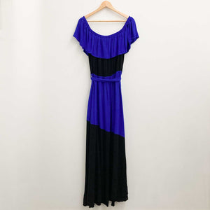 City Chic Black & Cobalt Off-Shoulder Maxi Dress UK 20