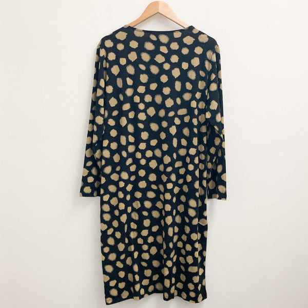 Lily Ella Black & Stone Spot Print Stretch Cotton Dress UK 20
