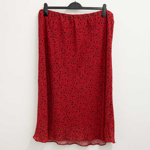 Lily Ella Red Floral Print Bias Cut Midi Skirt UK 24