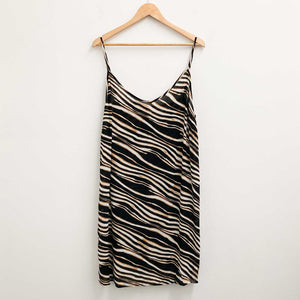 City Chic Black & Brown Zebra Print Strappy Slip Dress UK 20