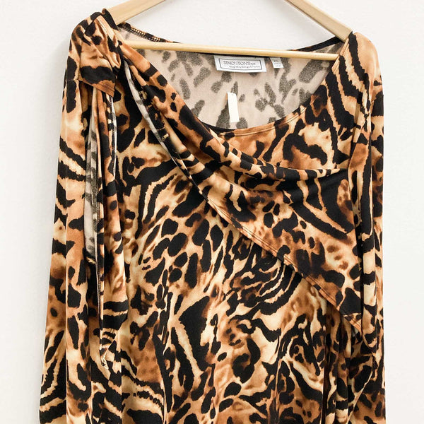Simonton Says Animal Print Long Sleeve Dress 2XL George Simonton