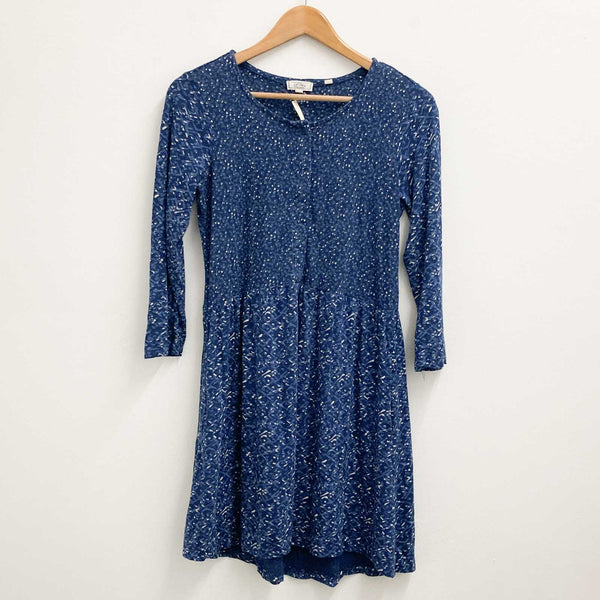 FatFace Blue Printed 3/4 Sleeve Fit & Flare Jersey Dress UK 8 