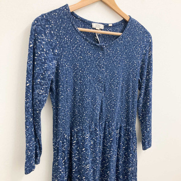 FatFace Blue Printed 3/4 Sleeve Fit & Flare Jersey Dress UK 8 