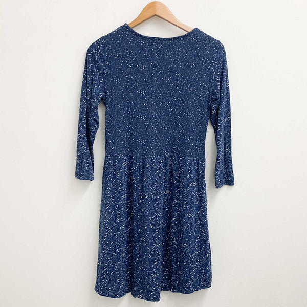 FatFace Blue Printed 3/4 Sleeve Fit & Flare Jersey Dress UK 8 