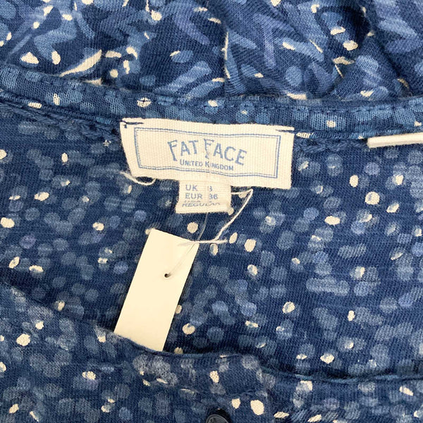 FatFace Blue Printed 3/4 Sleeve Fit & Flare Jersey Dress UK 8 