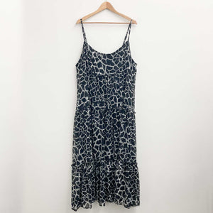 Arna York by City Chic Black Animal Print Strappy Tiered Maxi Dress UK 22/24
