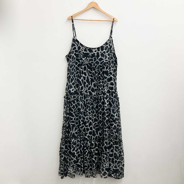 Arna York by City Chic Black Animal Print Tiered Maxi Dress UK 26/28