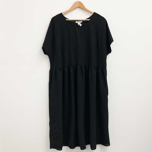 Loralette City Chic Dress Size 18 Black Plain Smock Flared Short Sleeve