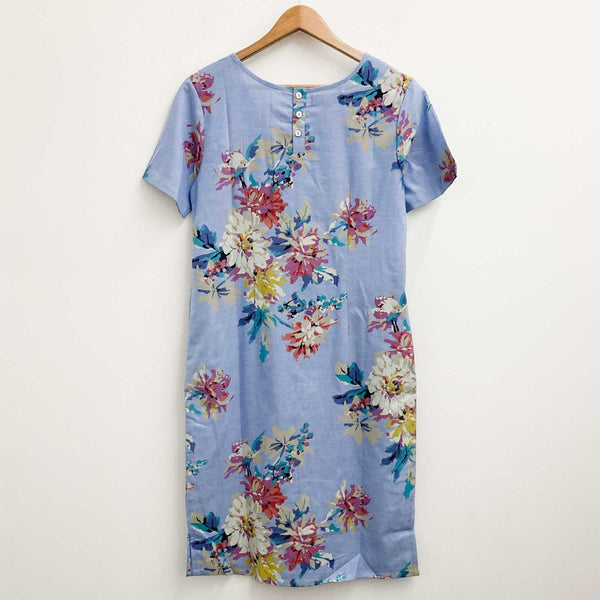 Lily Ella Dress UK 10 Blue Floral Print Short Sleeve Cotton 