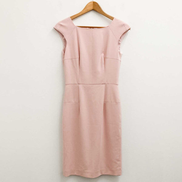 French Connection Dress UK 10 Pale Pink Cap Sleeve Pencil Knee Length