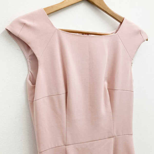 French Connection Dress UK 10 Pale Pink Cap Sleeve Pencil Knee Length