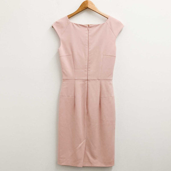 French Connection Dress UK 10 Pale Pink Cap Sleeve Pencil Knee Length