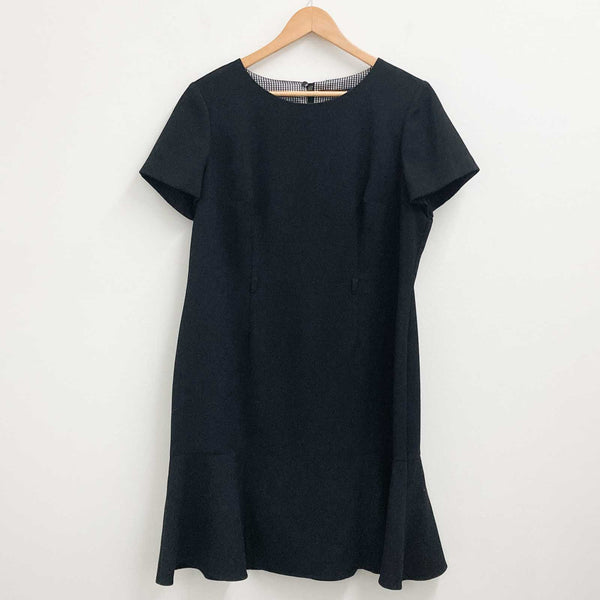 M&S Collection Dress UK 18 Black Short Sleeve Frill Hem 