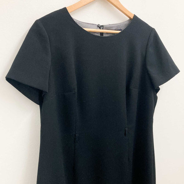 M&S Collection Dress UK 18 Black Short Sleeve Frill Hem 
