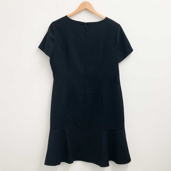 M&S Collection Dress UK 18 Black Short Sleeve Frill Hem 