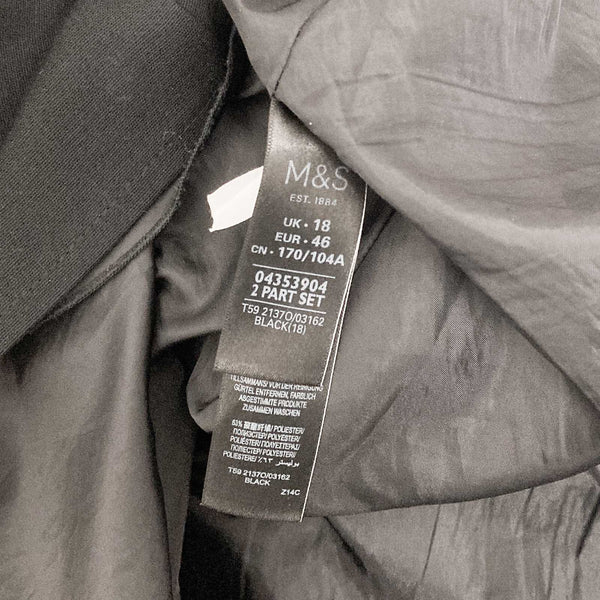 M&S Collection Dress UK 18 Black Short Sleeve Frill Hem 