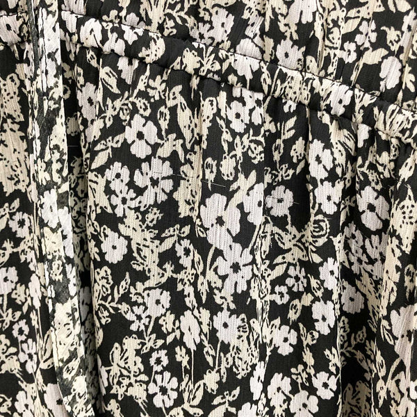 Primark Dress Size 16 Black Floral Print V-Neck Frill Trim