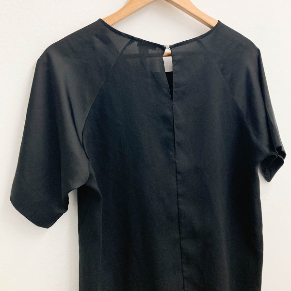 River Island Top Size 10 Black Plain Short Sleeve Relaxed Fit