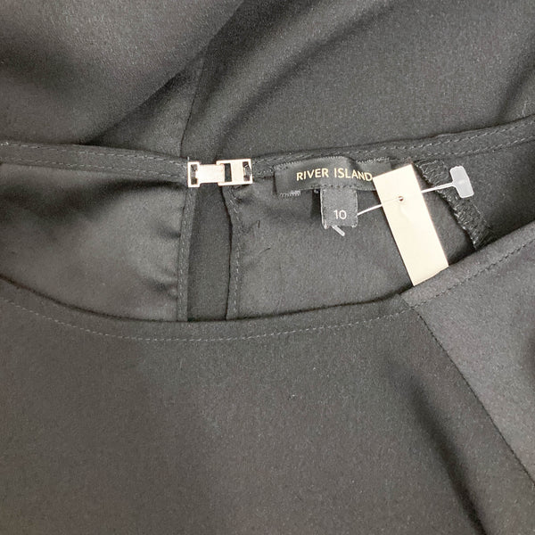 River Island Top Size 10 Black Plain Short Sleeve Relaxed Fit