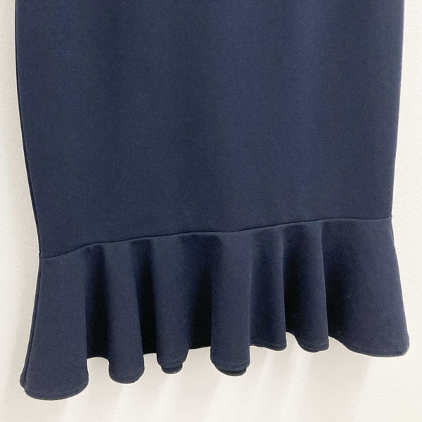 Roman Dress Size 10 Navy Frill Hem Short Sleeve 