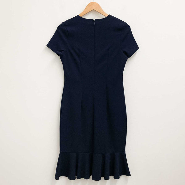 Roman Dress Size 10 Navy Frill Hem Short Sleeve 