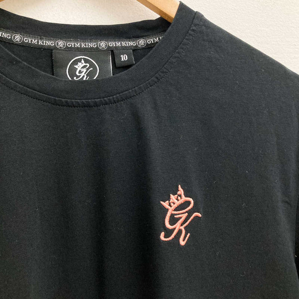 Gym King Boyfriend T-Shirt Size 10 Black Cotton Short Sleeve 