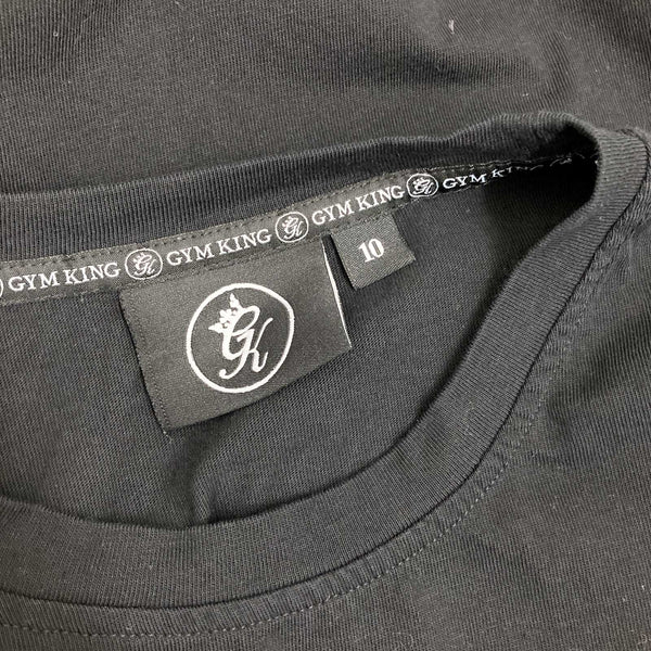 Gym King Boyfriend T-Shirt Size 10 Black Cotton Short Sleeve 