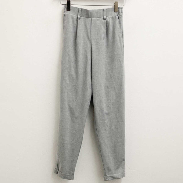 Bershka Trousers XS Light Grey Cropped Tailored