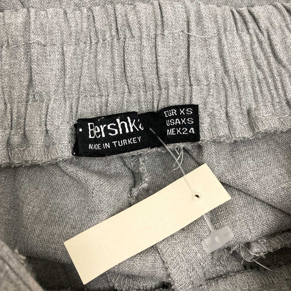 Bershka Trousers XS Light Grey Cropped Tailored