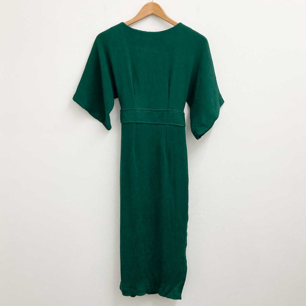 Closet Dress Size 10 Green Short Sleeve Midi Tie Waist