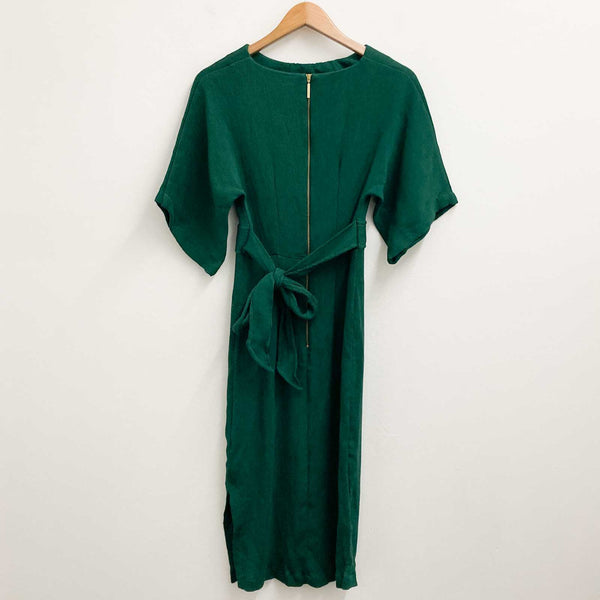 Closet Dress Size 10 Green Short Sleeve Midi Tie Waist