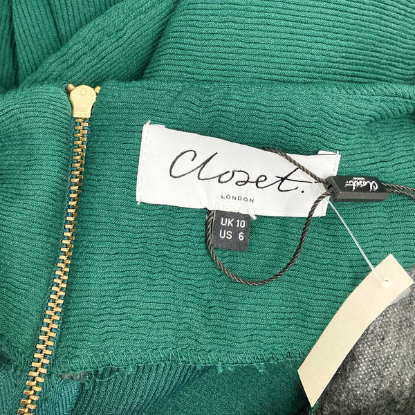 Closet Dress Size 10 Green Short Sleeve Midi Tie Waist