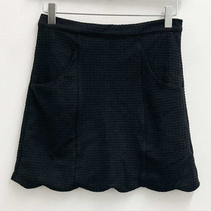 Minkpink Mini Skirt XS Black Scallop Hem Textured