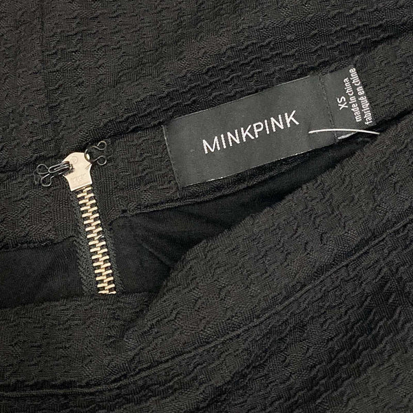Minkpink Mini Skirt XS Black Scallop Hem Textured