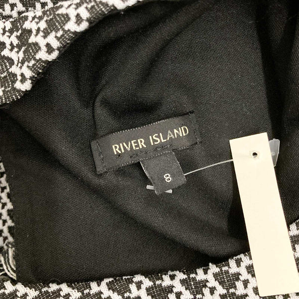 River Island Dress Size 8 Black Patterned Fringe Hem A-Line