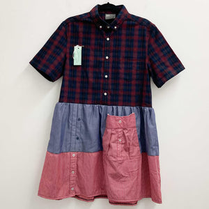 Upcycled Maroon Check Shirt Dress M/L