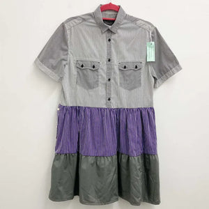 Upcycled Black Stripe Shirt Dress S/M