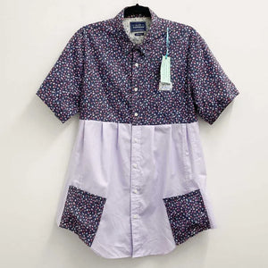 Upcycled Blue Floral Shirt Tunic M/L