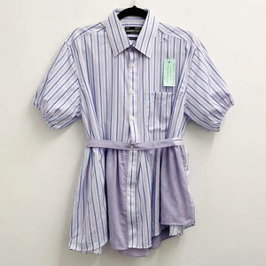 Upcycled Blue Stripe Shirt Tunic M
