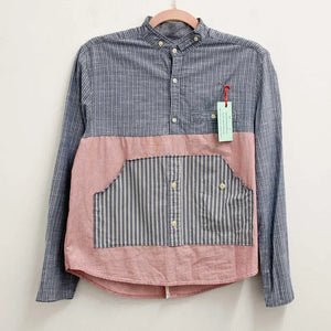 Upcycled Blue Striped Tunic Top S
