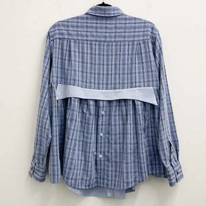 Upcycled Blue Check Shirt Smock S/M